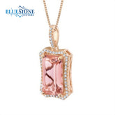 Rose Gold Plated Morganite and CZ Necklace- 18 Inches