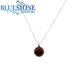 14 Karat White Gold Pendant with One 6mm Round Garnet Gemstone at 1.17