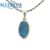 Small/Medium Sterling Silver Pendant with One Australian Opal. Pendant