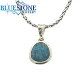 Small Sterling Silver Pendant with One Australian Opal. Pendant Measur
