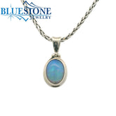 Small Sterling Silver Pendant with One 1" x 0.5" Oval Cut Ethiopian Op
