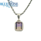Small Sterling Silver Pendant with One Cushion Cut Ametrine Gemstone.