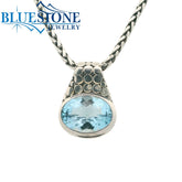 Extra Large Sterling Silver Armadillo Pendant with One Oval Blue Topaz