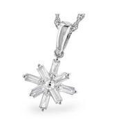 14 Karat White Gold Snowflake Pendant with Eight Emerald Gut Diamonds