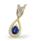 14 Karat Yellow Gold Pendant with One 0.21 Carat Pear Cut Sapphire and