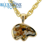 Medium 14 Karat Yellow Gold Pendant with a California Bear Gold Quartz