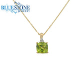 14 Karat Yellow Gold Pendant with One 1.60 Carat 7mm x 7mm Cushion Cut