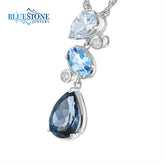 14K Gold Pendant w/ Blue Topazes & Diamonds