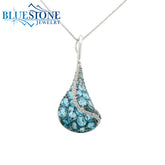 Small 14KWG Pendant with Various Blue Topaz & Diamonds