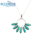 Sterling Silver Pendant w/ 'Petal' Shaped Turquoise- 18"