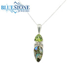 Sterling Silver Pendant w/ Peridot & Abelone- 18"