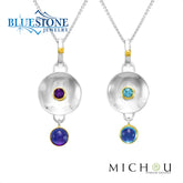 Silver and Gold Reversible Pendant with Amethyst and Topaz- 18"