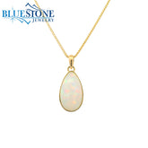 Small 18KYG Pendant w/ Cabochon Pear Cut Ethiopian Opal
