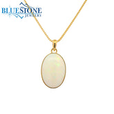 Large 18KYG Pendant w/ Cabochon Oval Cut Ethiopian Opal