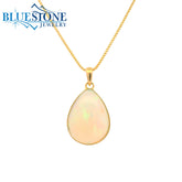 Large 18KYG Pendant w/ Cabochon Oval/Pear Ethiopian Opal