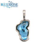 Small Solid 14KWG Hyrdo Blue Topaz Lake Tahoe Pendant
