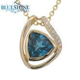 14kt Yellow Gold Topaz and Diamond Pendant