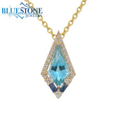 14kt Yellow Gold Pendant with Topaz, Sapphires and DIamonds