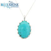 Sterling Silver Turquoise Pendant Set w/ 14 Prongs - 18"