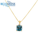 14KYG London Blue Topaz Pendant w/ 3 Diamonds