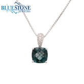14KWG London Blue Topaz Pendant w/ Pave Diamond Bail