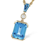 14K Yellow Gold Pendant with Blue Topaz and Diamond
