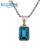 Medium Silver Emerald Cut London Blue Topaz - 20" Regular