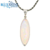 Large Silver Ethiopian Opal Pendant - 20" Petite
