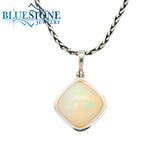 Small Silver Pendant w/ Ethiopian Opal - 17" Petite