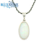 Small Silver Pendant w/ Oval Ethiopian Opal - 17" Petite