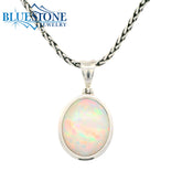 Medium Silver Pendant w/ Ethiopian Opal - 22" Petite