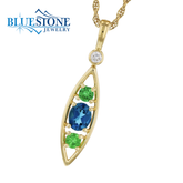 14KYG Tsavorite & LBT Pendant w/ Diamond