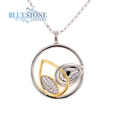 Silver and Gold Necklace with CZs- 22 Inches