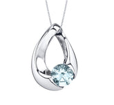 Sterling Silver Aquamarine Pendant- 18 Inch