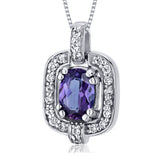 Sterling Silver Pendant with Alexandrite and CZs- 18"