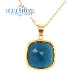 18kt Yellow Gold Necklace with London Blue Topaz
