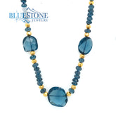 London Blue Topaz and Gold Beaded Necklace- 36 Inches