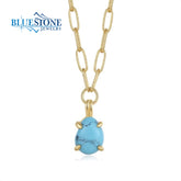 Gold Plated Necklace with Turquoise- 20 Inches