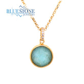 14KYG Plated Necklace w/ Amazonite and CZs - 20 Inches