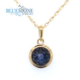 Sterling Silver 14 Karat Yellow Gold Plated Pendant with One 6mm Round