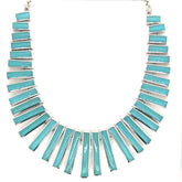 Sterling Silver Rectangle Turquoise Link Necklace - 18"