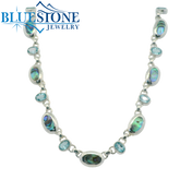 Sterling Silver Abalone and Topaz Necklace -18 Inches