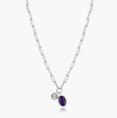 Sterling Silver February Birthstone Necklace w/ Lab Diamond - 18"