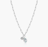 Sterling Silver March Birthstone Necklace w/ Lab Diamond - 18"