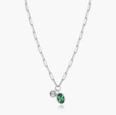 Sterling Silver May Birthstone Necklace w/ Lab Diamond - 18"