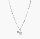 Sterling Silver October Birthstone Necklace w/ Lab Diamond - 18"