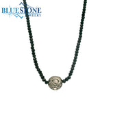 Black Spinel Beaded Necklace w/ One Diamond Bead - 17"