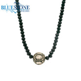 Black Spinel Beaded Necklace w/ One Diamond Bead - 17.5"