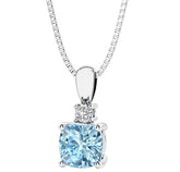 Sterling Silver Swiss Blue Topaz & LAB Diamond Pendant -20"