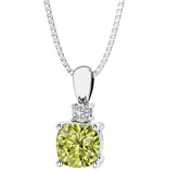 Sterling Silver Peridot & LAB Diamond Pendant -18"